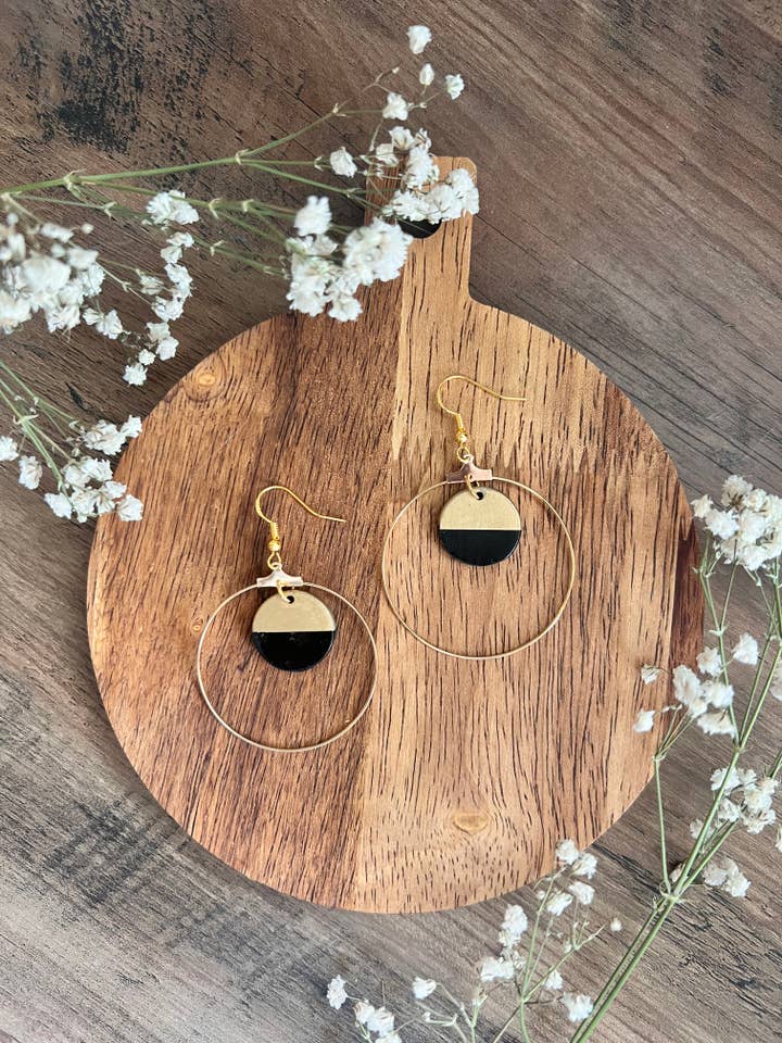 Brincos de Argola com Color Block Circle, Brincos de Argola, Trendy por atacado de Elby Designs