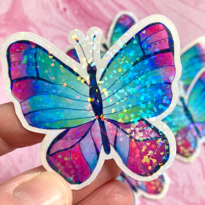 Hand Drawn Butterfly Sticker, 2.25 x 2 in for wholesale by stickersbyjodi