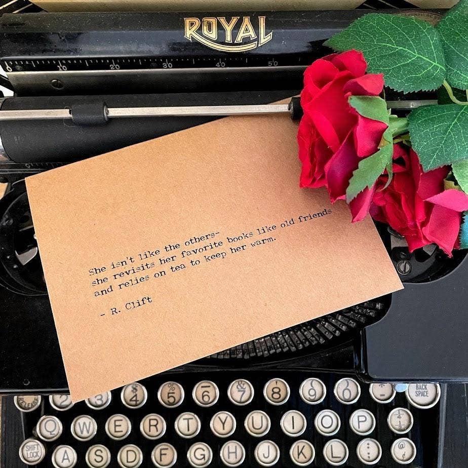 Alison Rose Vintage - Wholesale Love Card - Custom quote greeting card in typewriter and script font4