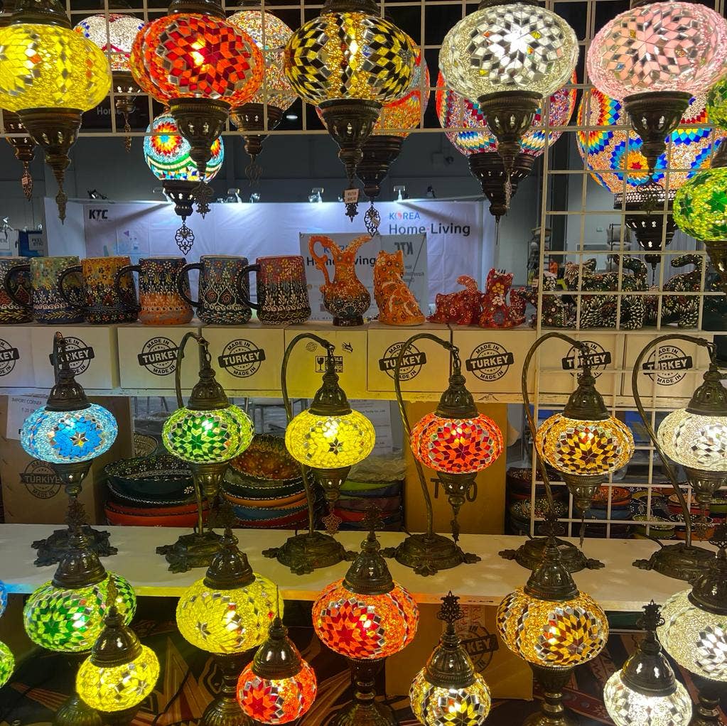 Import Corner - Wholesale Accent/Desk Lamp - 96311-20: BOXED TURKISH MOSAIC NIGHTLIGHT W/ 3"PRESSED SHADE18