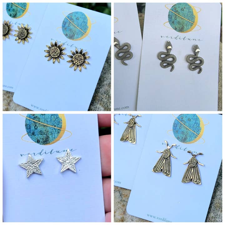 Brincos de Tacha de Latão Naturalista por atacado de Verdilune