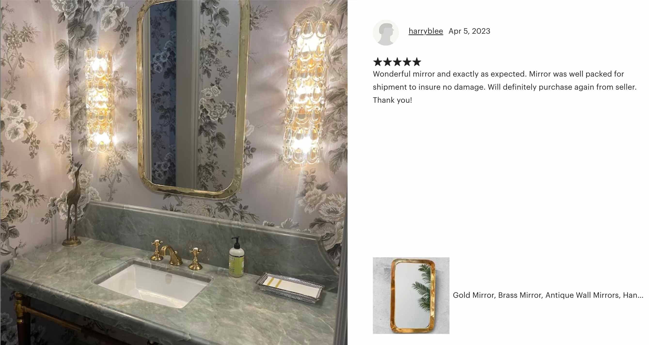 Palmeraies - Wholesale Wall Mirror - Handmade Rectangle Mirrors - Gold Brass Frame Mirror5