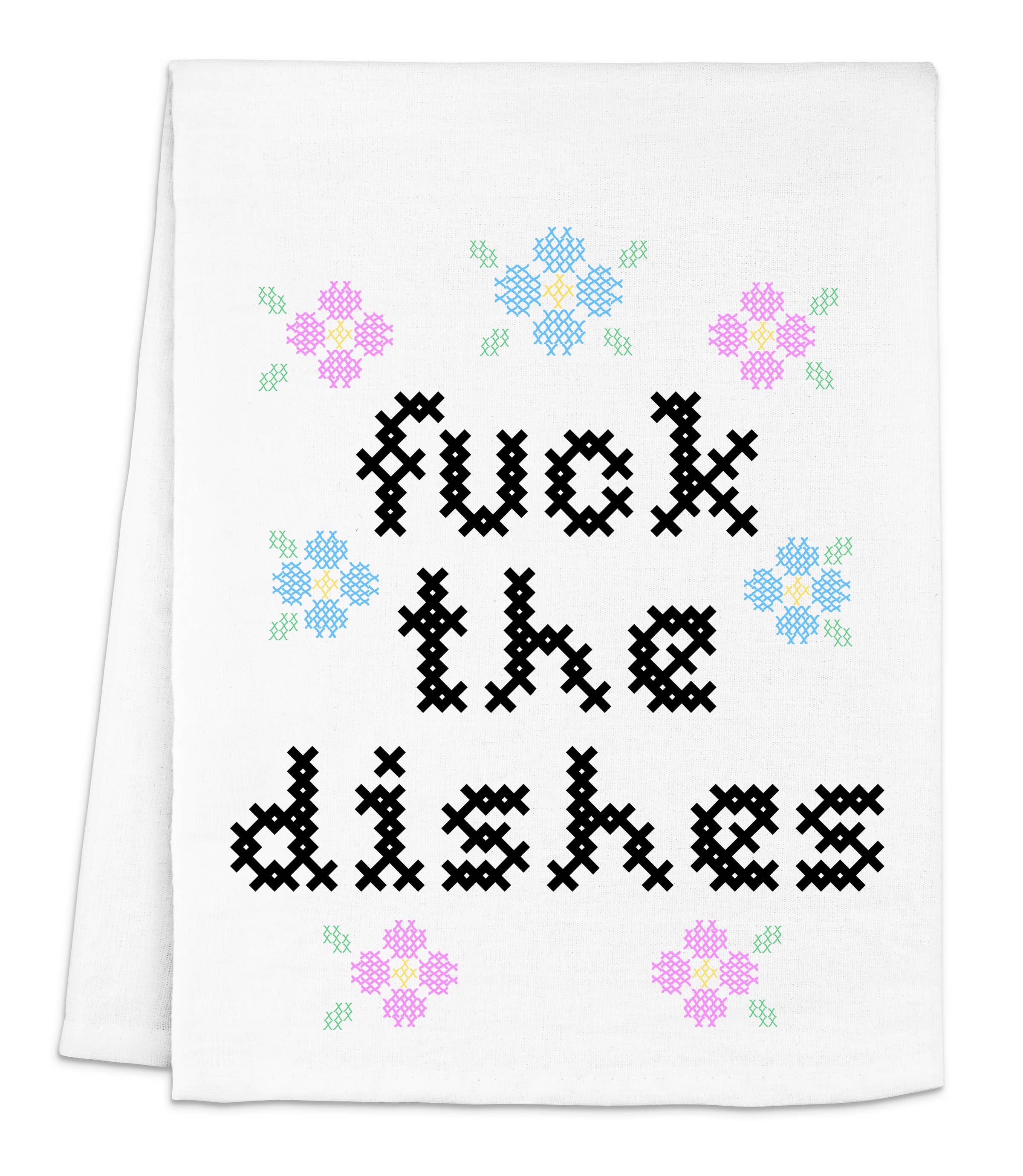 Moonlight Makers - Wholesale Tea Towel - Colorful Cross Stitch Towels - Fuck the Dishes1