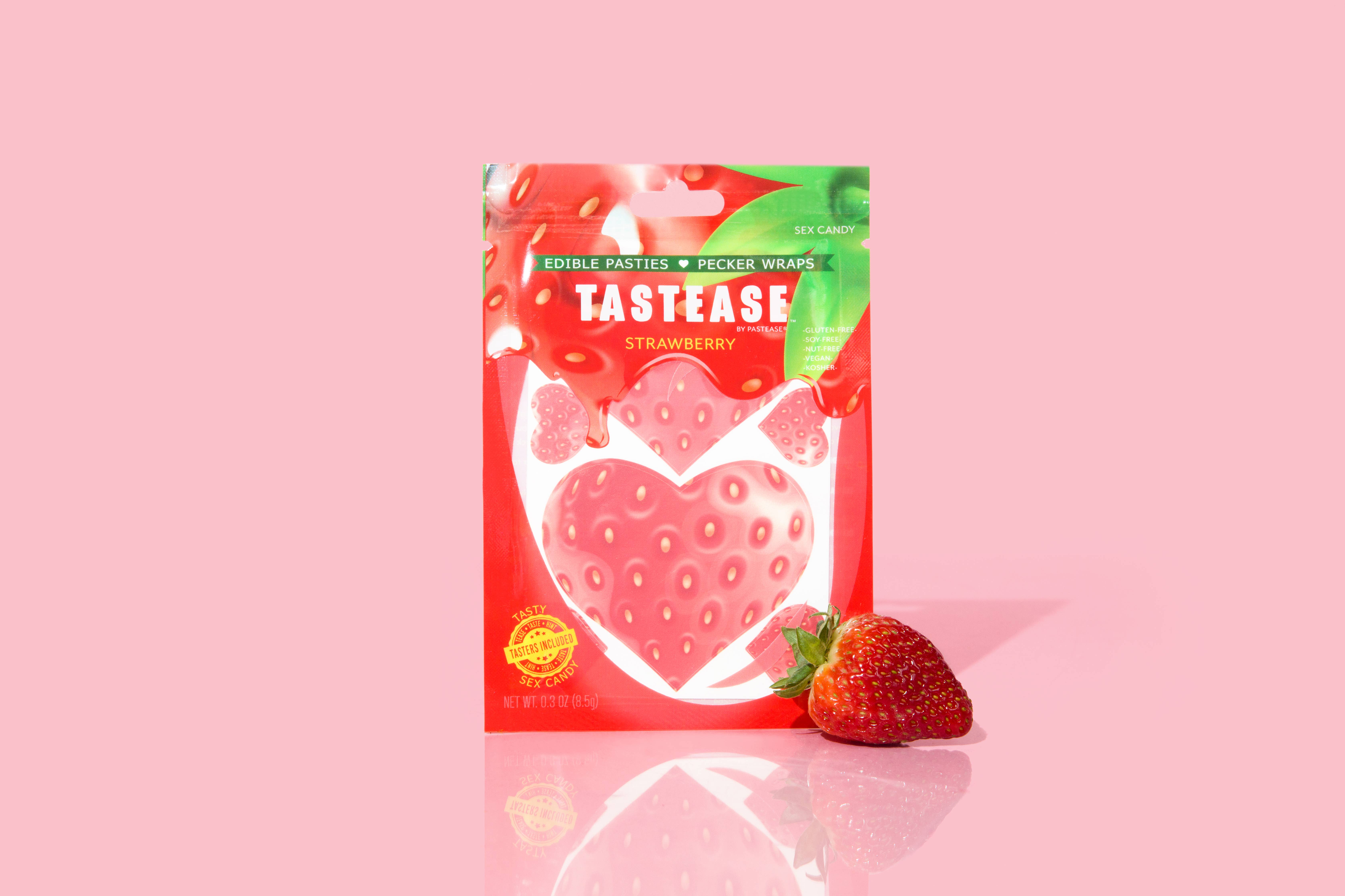 Pastease® - Wholesale Gummy - Tastease: Edible Pasties & Pecker Wraps Strawberry Candy3