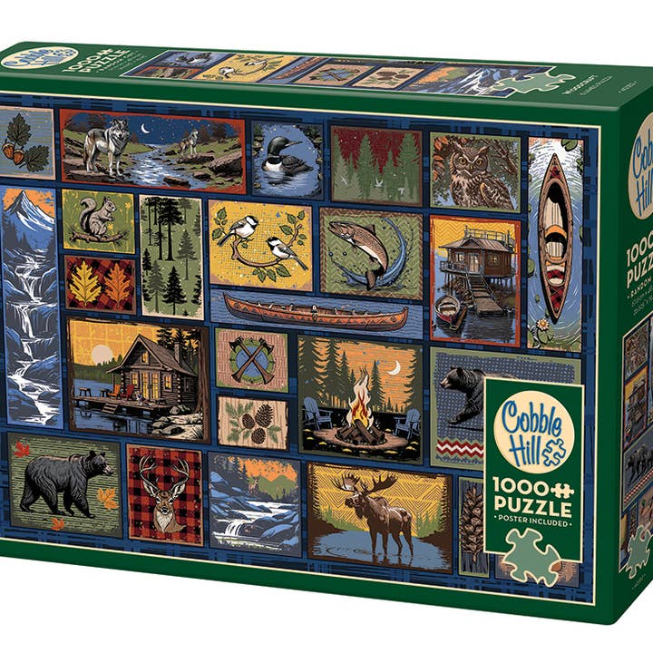 Woodcraft 1000pc puzzle for wholesale by Outset Games and Cobble Hill Puzzles