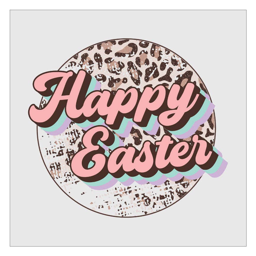 Flawless Transfers - Wholesale Sublimation Transfer - Happy Easter - Leopard Print DTF Transfer0