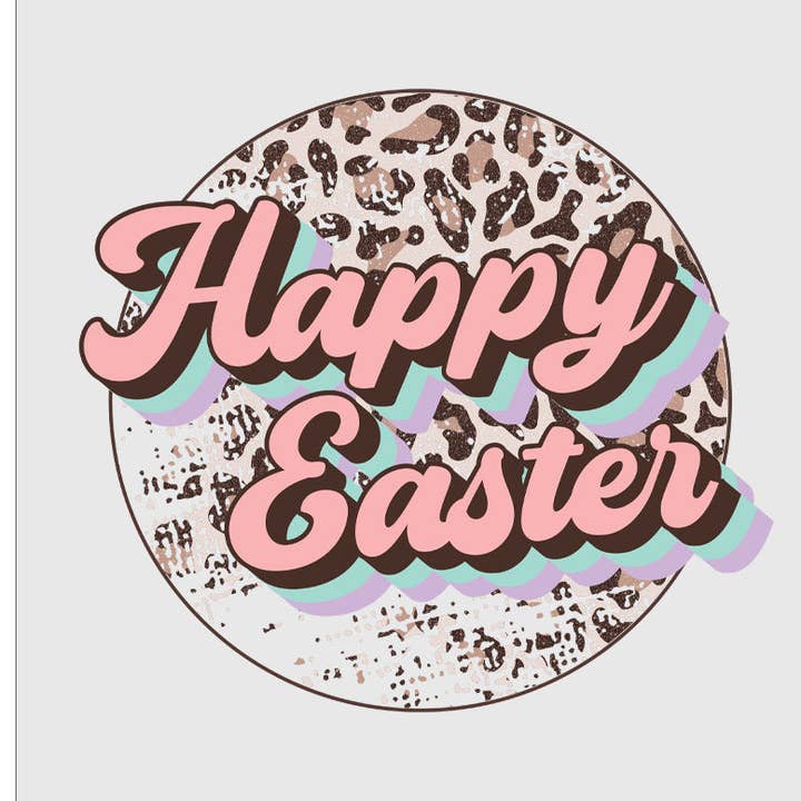 Flawless Transfers - Wholesale Sublimation Transfer - Happy Easter - Leopard Print DTF Transfer0