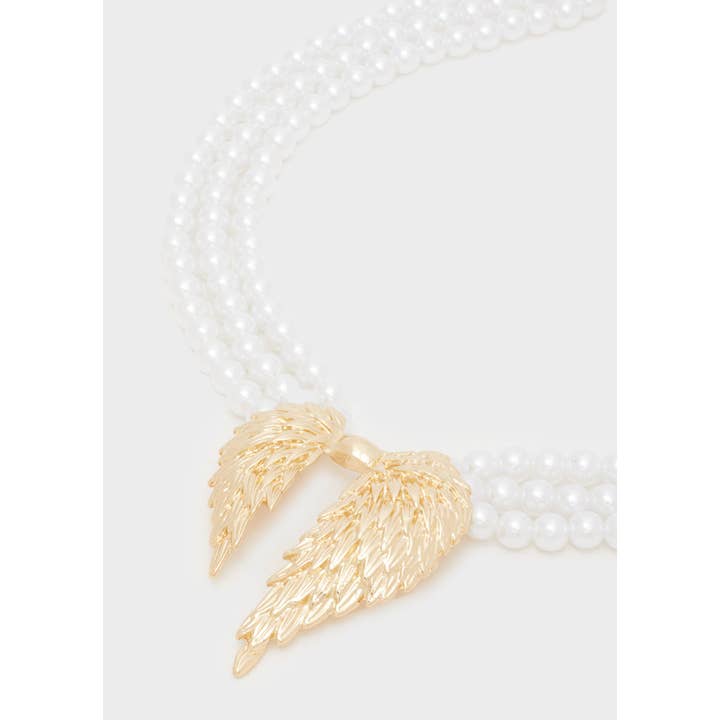 NALI' – wholesale Hänge-/berlockhalsband – Halsband med flera rader, pärlor och vingar - N621