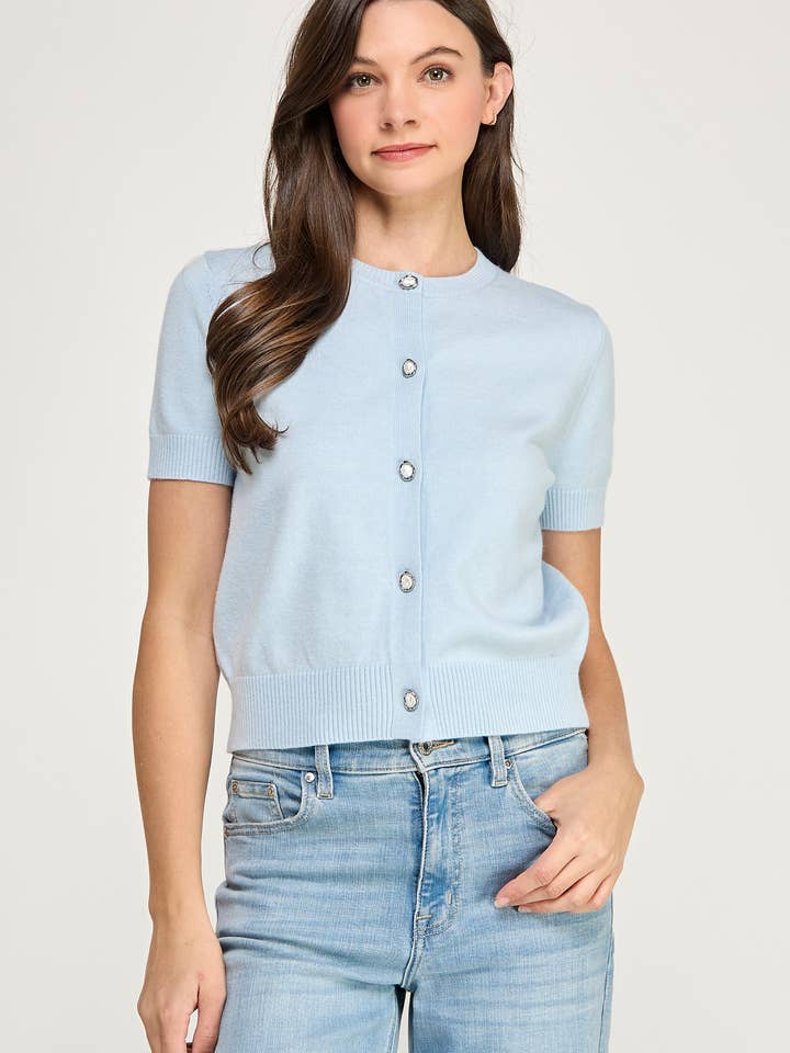 RT-4235-6 CASACO DE MANGAS CURTAS-AZUL BEBÉ por atacado de Ellison