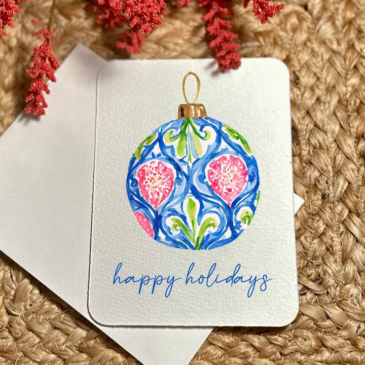 Ornement d'art imprimé à l'aquarelle Carte postale de Noël faite à la main pour la vente par by BellaBlue