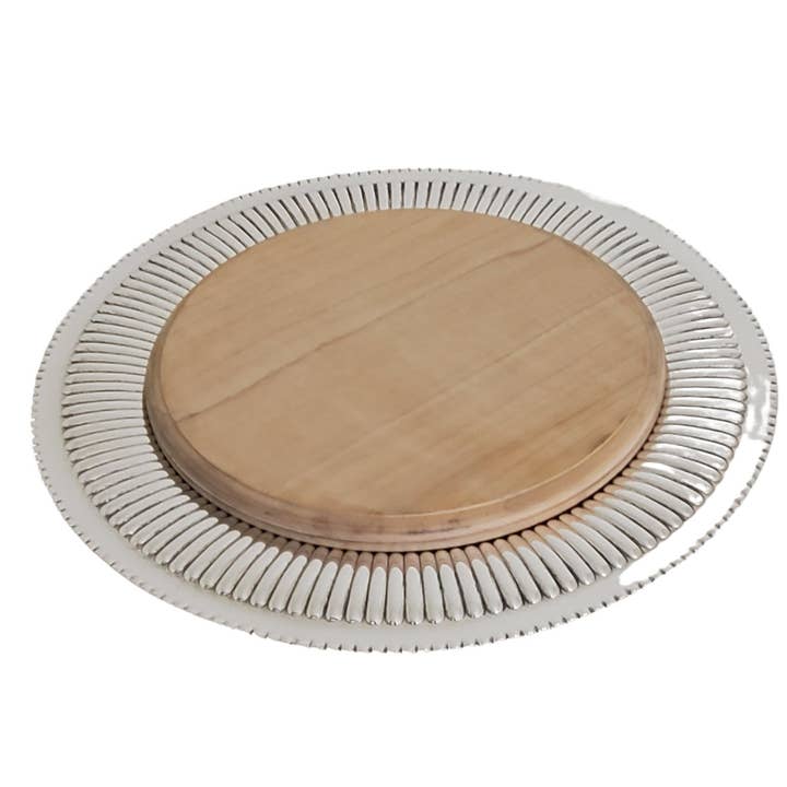 Placa de Pão Placa de Prata Inglesa Canelada Redonda c.1875 (Madeira Lixada) por atacado de Corbell Silver