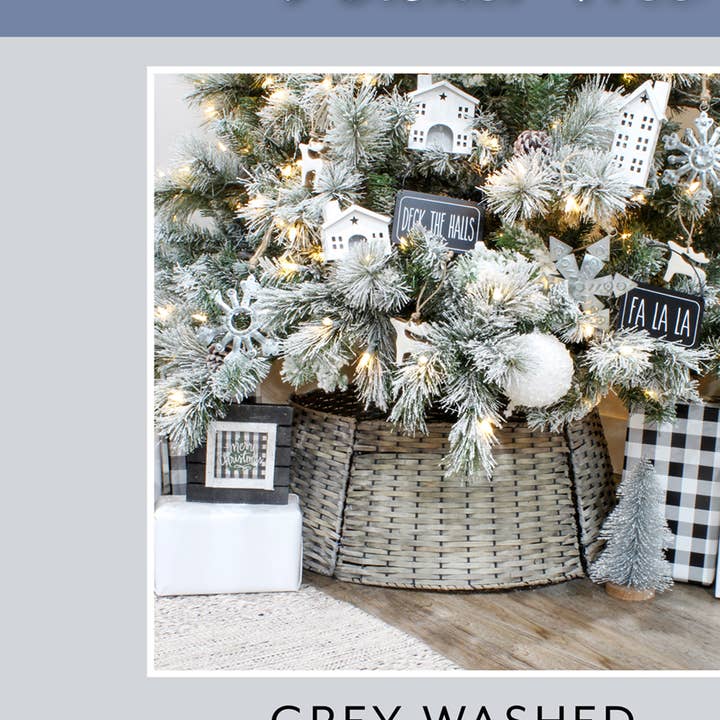 AuldHome Design 29" Wicker Christmas Tree Collar for wholesale by Kurated Korner