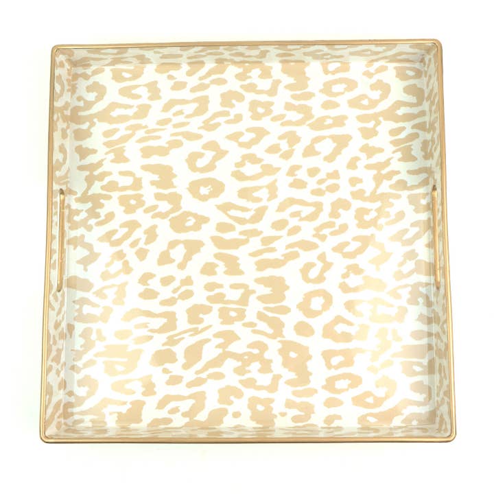 8 Oak Lane - Wholesale Serving Tray - Natural Leopard Square Tray