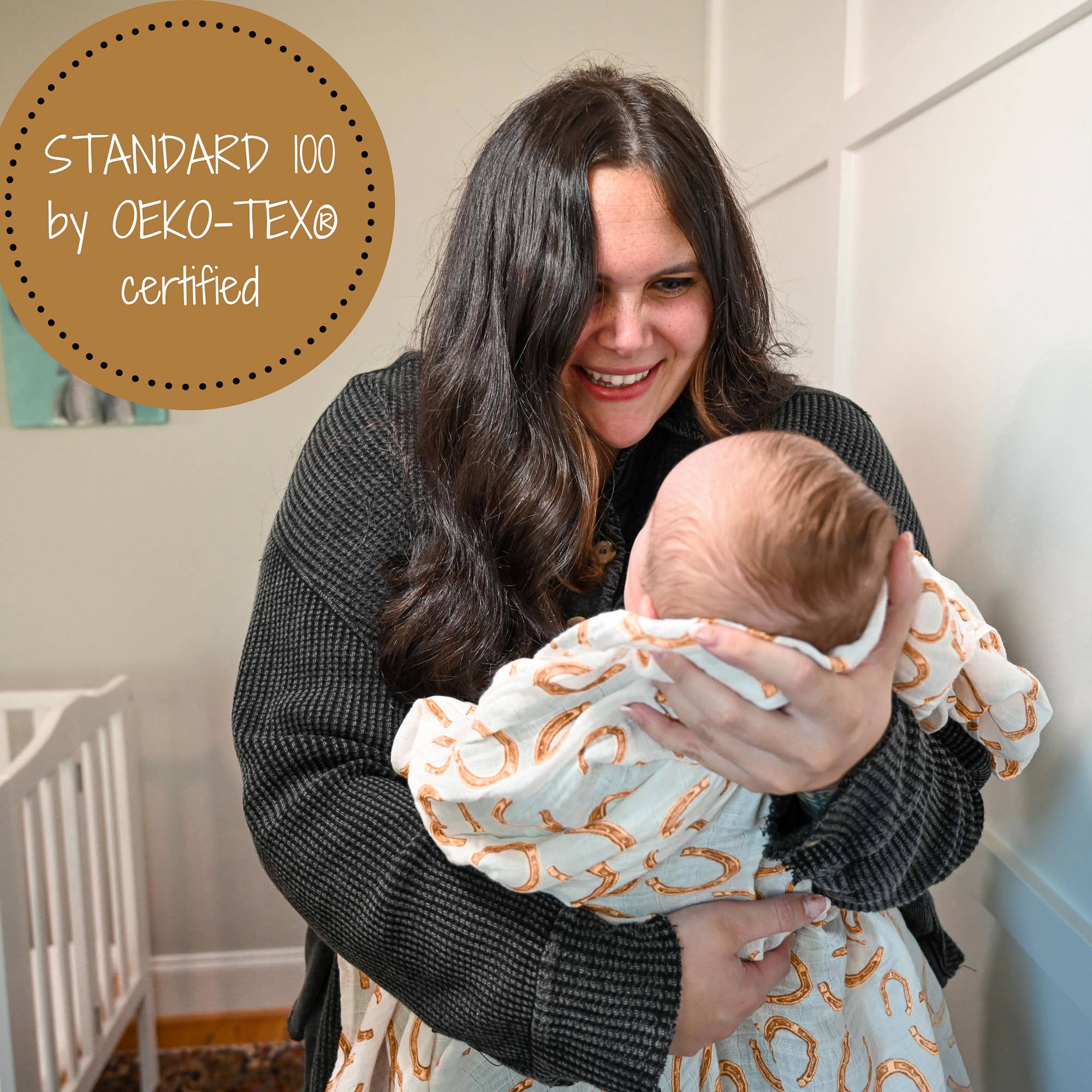 LollyBanks – wholesale Lindning - Baby – LollyBanks muslinfilt med lyckohästsko för baby, mjuk och mysig2