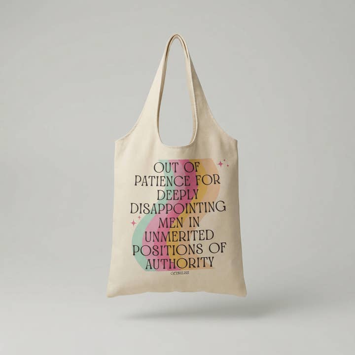 GetBullish - Wholesale Tote bag – Women's - Feminist Tote "Out of Patience for Disappointing Men" Canvas1