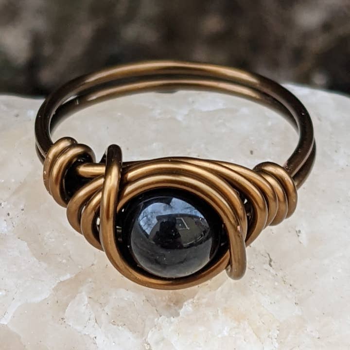 Black Onyx Ring / Gemstone Rings / Earthy Crystal Jewelry for wholesale by Distorted Earth
