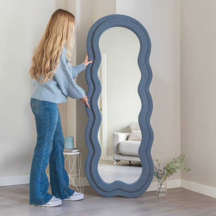 Flamingueo - Wholesale Wall mirror - Full Body Standing Mirror with Blue Terry Cloth Frame2
