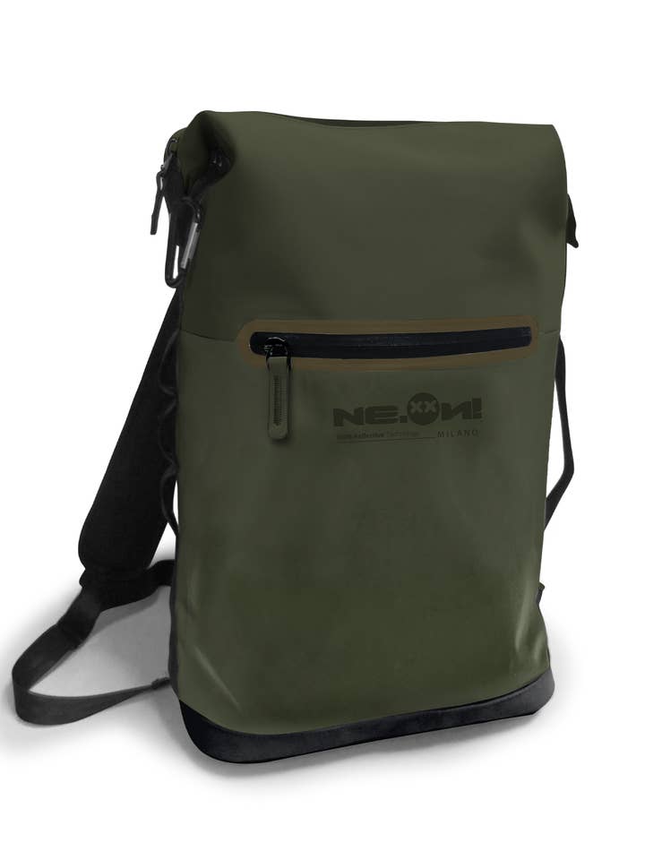 Mochila urbana para mulher e homem verde, 100% impermeável por atacado de Ne.on! Milano