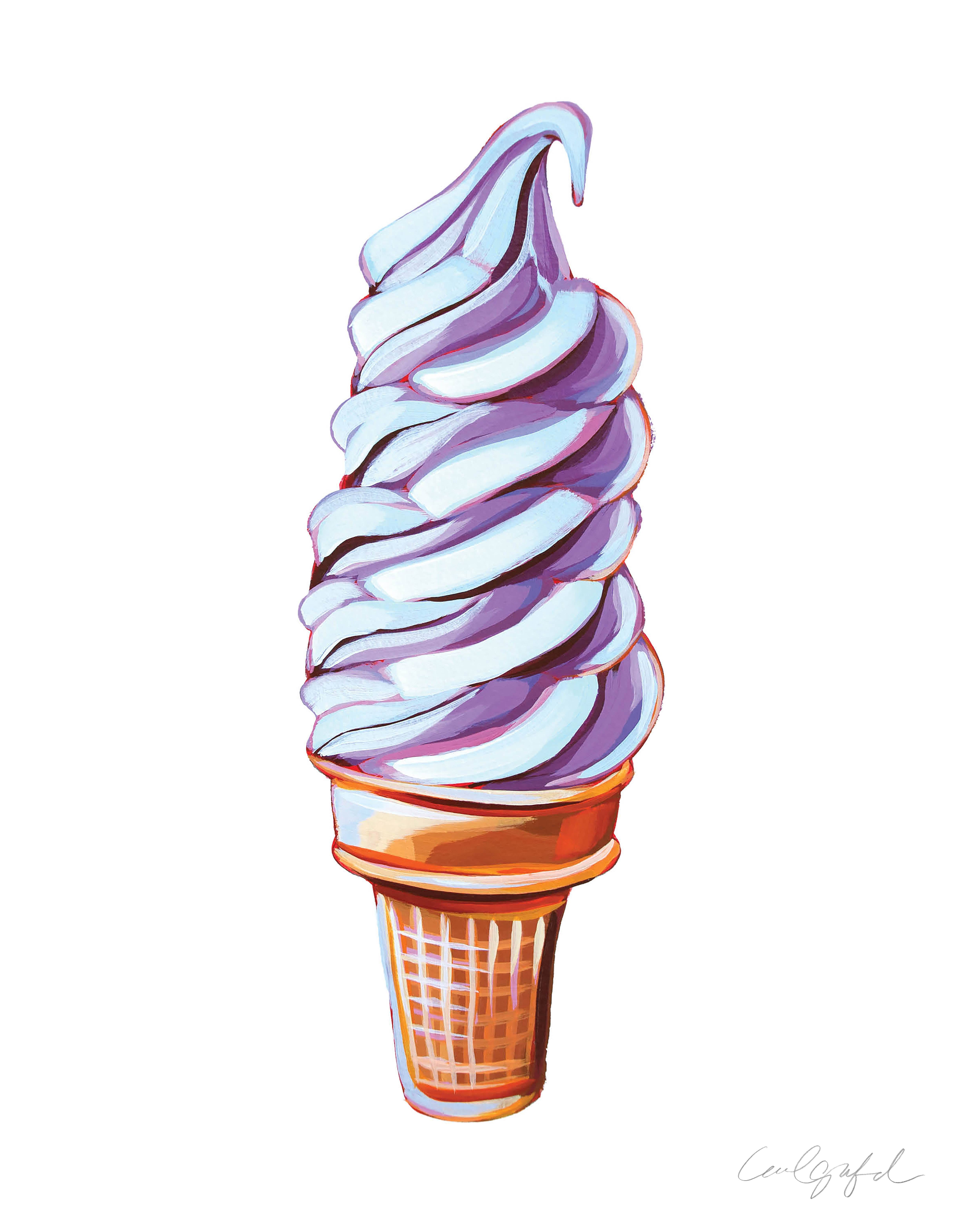 Laurel Greenfield Art - Wholesale Art Print - Purple Soft Serve Ice Cream Foodie Art Print1