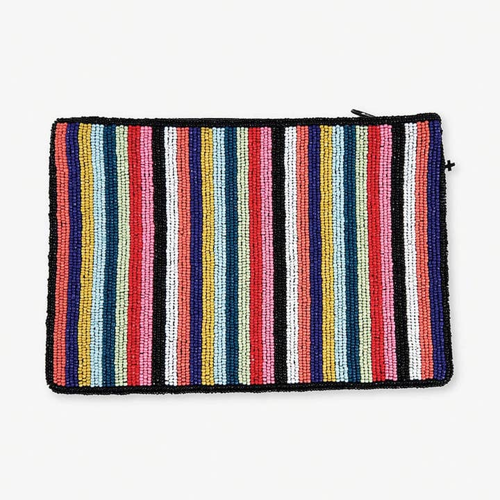 Pochette à perles à rayures verticales Annabella multicolore en gros pour la vente par INK + ALLOY