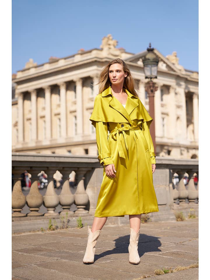 Attentif Paris - Venta al por mayor Gabardina - Mujer - Gabardina larga de satén con cinturón25