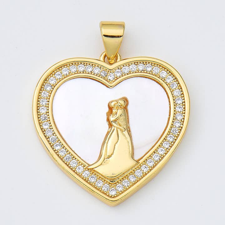 Gold Filled Wedding First Dance Heart Shell Charm, CP1972 for wholesale by Beads Creation