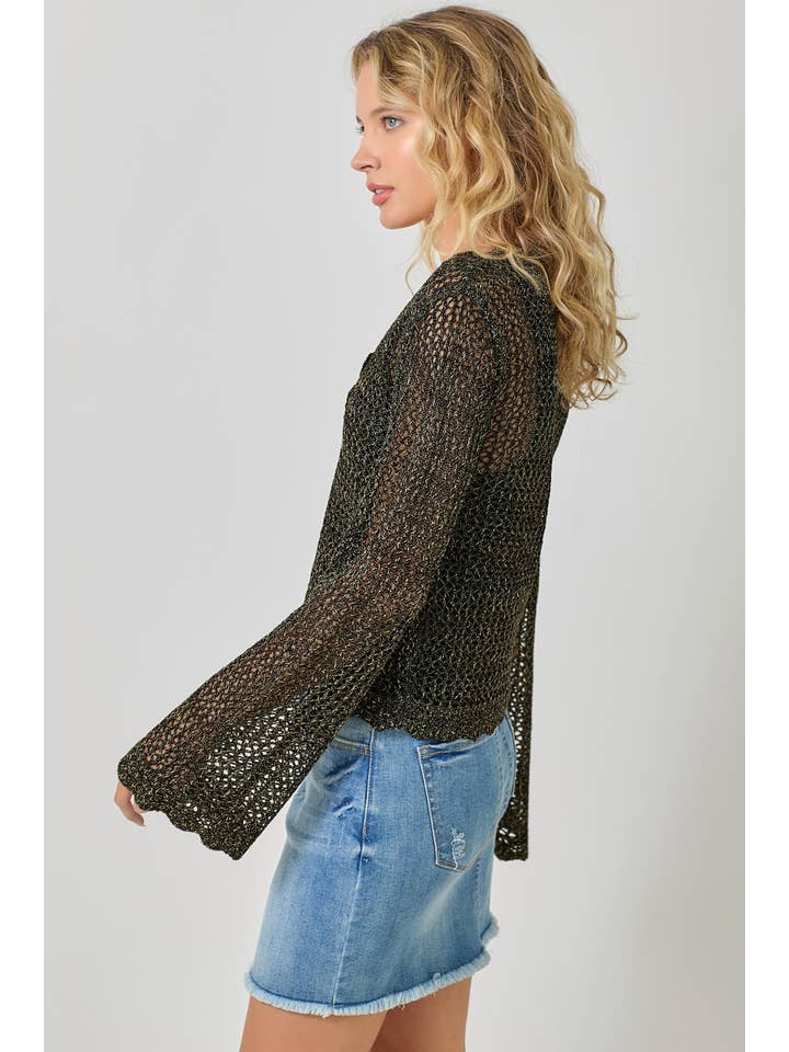 Mystree - Wholesale Cardigan - Women's - 61100 Crochet Style Knit Cardigan 2