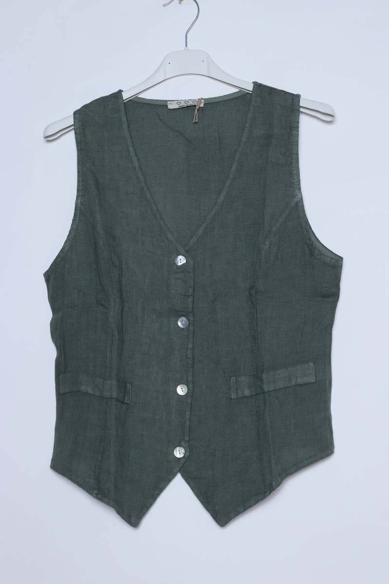 LÉA & LUC - Wholesale Button Down Shirt - Women's - Sleeveless shirt in 100% Linen REF. 514676