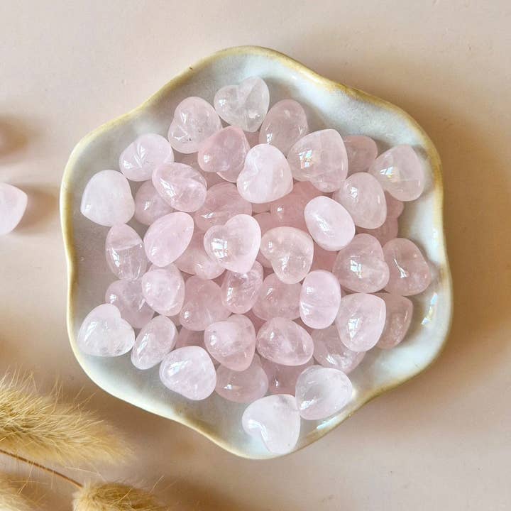 Mini Gemstone Heart Pocket Stone – Rose Quartz (1.5 cm) for crystal confetti for wholesale by Moonlight Gemstones