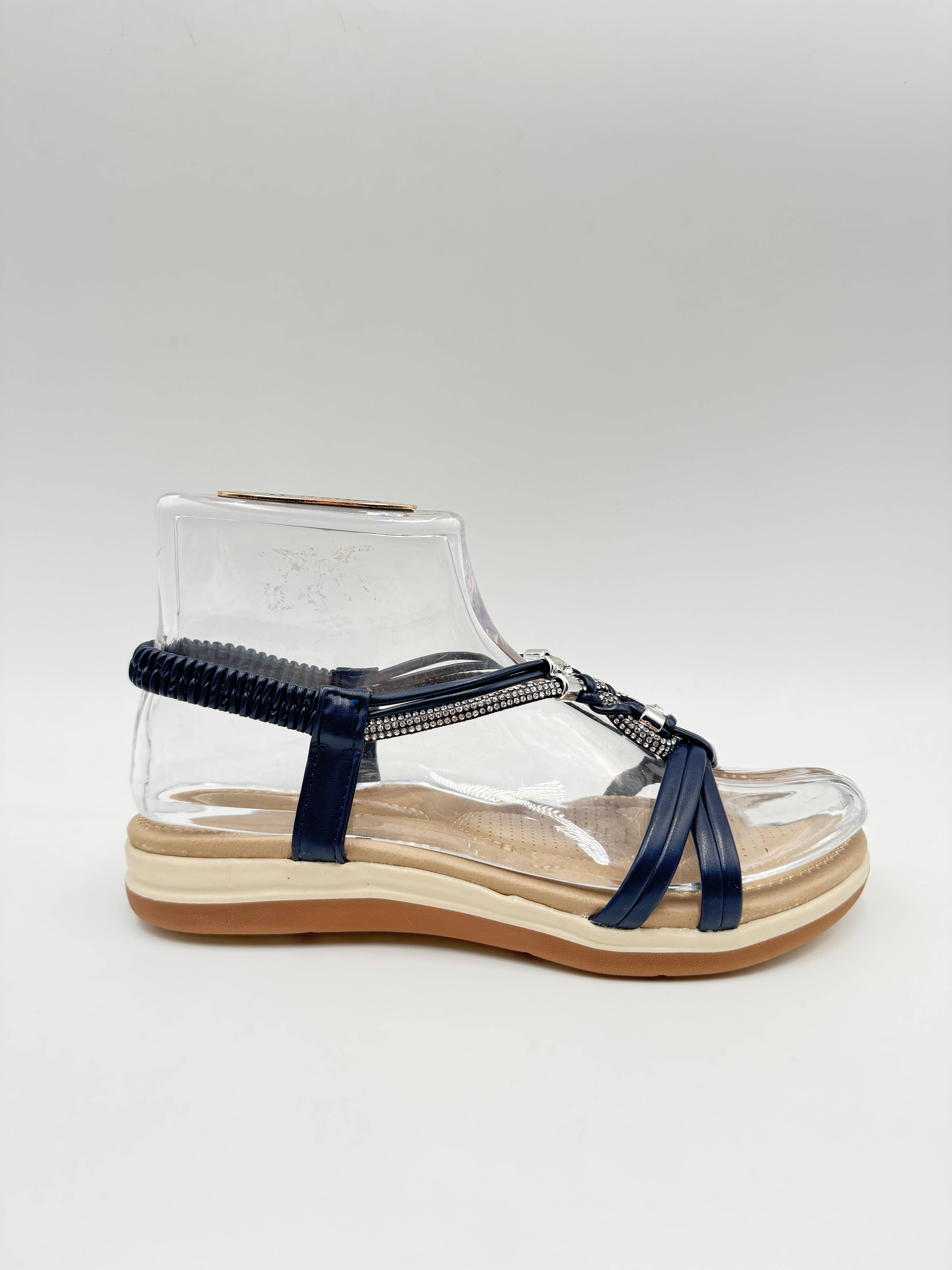 Rentoes – wholesale Sandals – Women's – Elegant Crystal Woven Summer Comfort Sandals V12002