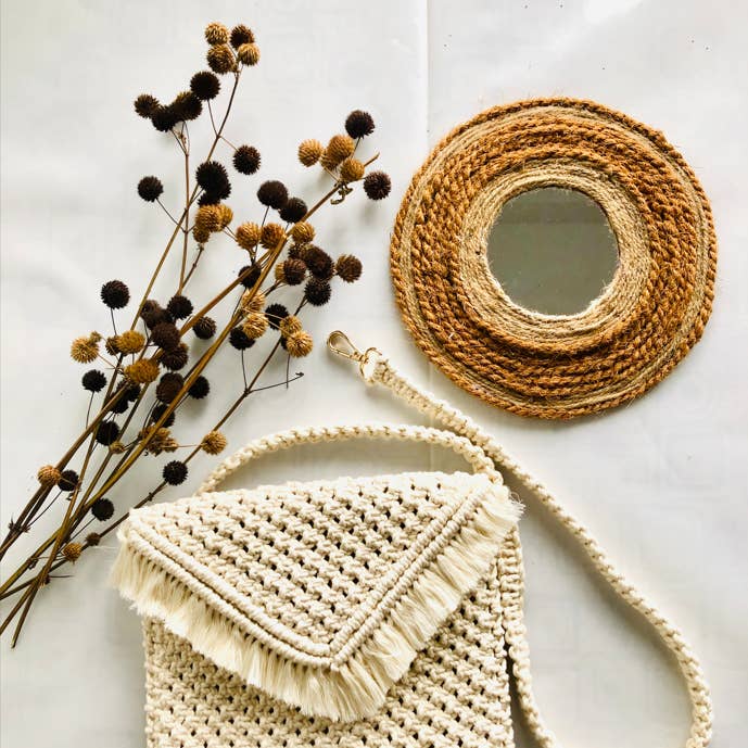 Sac bandoulière bohème en macramé – 100 % coton | Fait main par Madusha pour la vente par Cmart