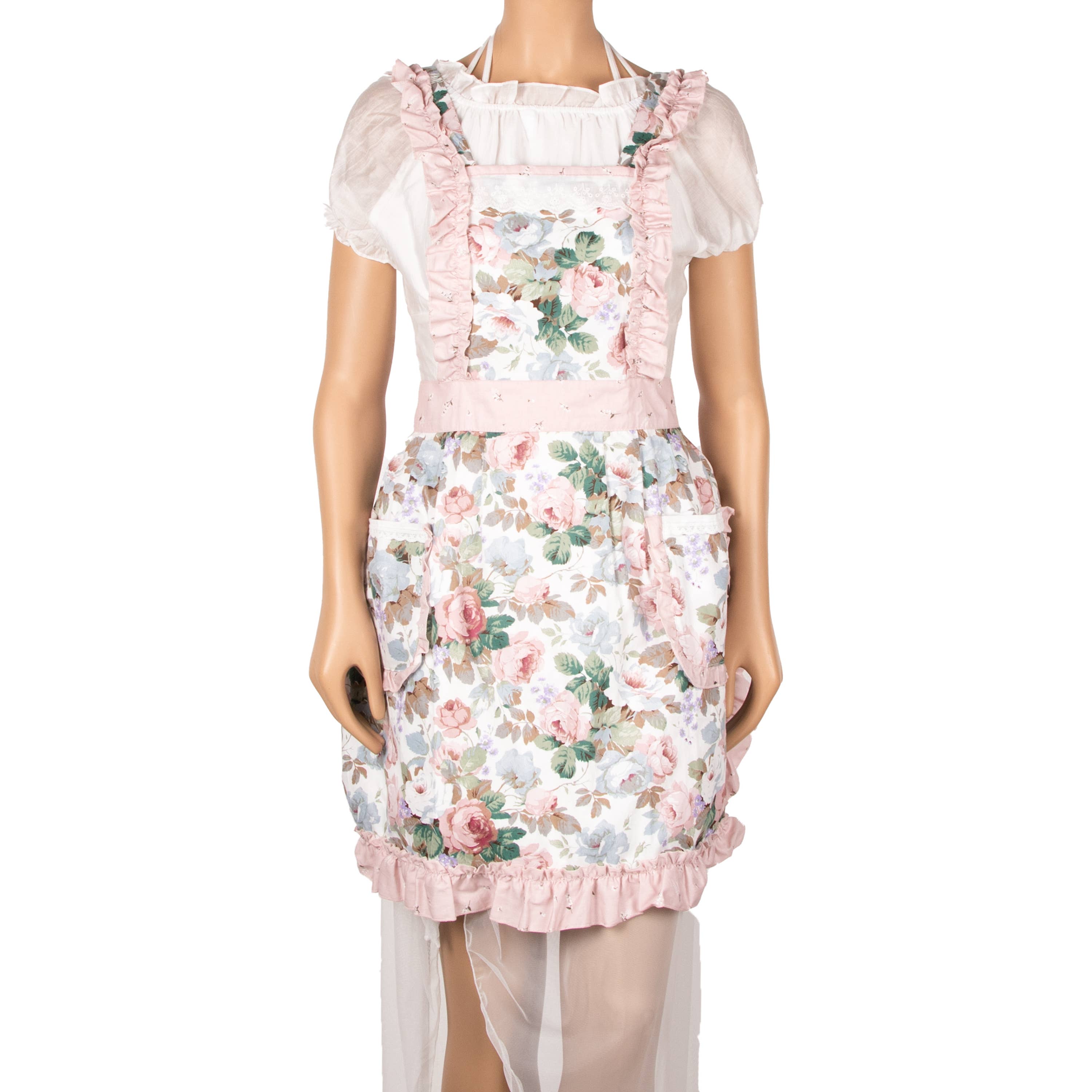 GEXWORLDWIDE - Wholesale Apron - Cute Apron for Women With Pockets White Pink3