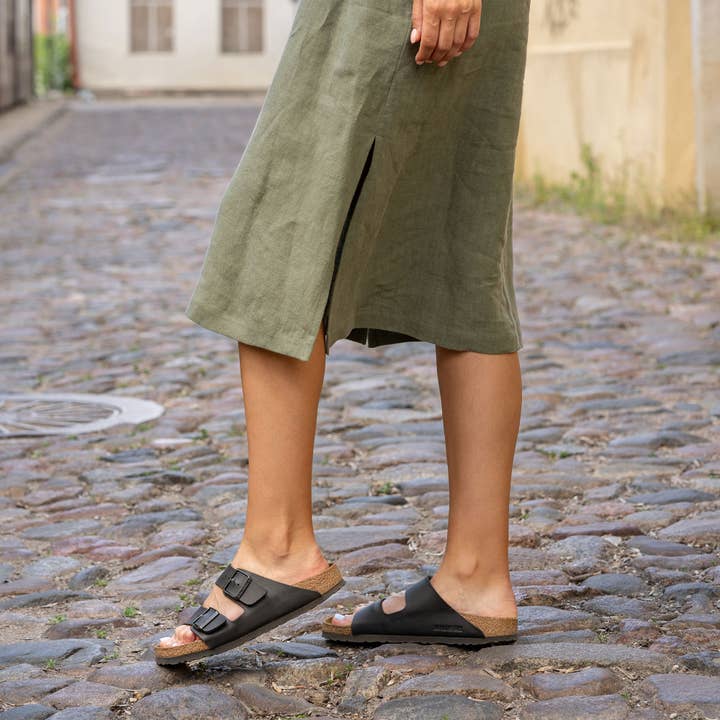 menique - Wholesale Dress - Women's - Linen Dress 3/4 Sleeve Obi Wrap Dress Miley - Summer Dress