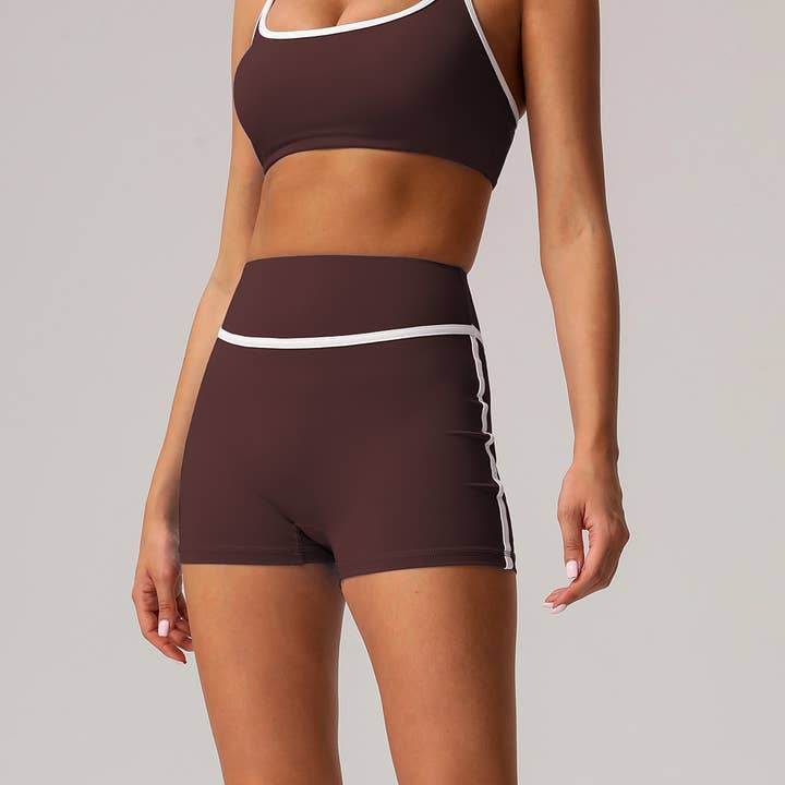 Sodalemon - Wholesale Athletic Shorts - Women's - Women Color Block No Front Seam Tight Fitness Sport Short5