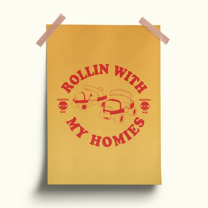 Rollin with my Homies print for wholesale by Seb & Charlie Design + Illustration
