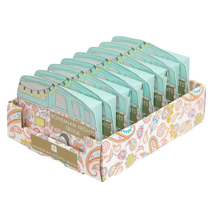 Talking Tables USA - Wholesale Card Game - Boho Trailer General Knowledge Trivia Game | POS Unit |
