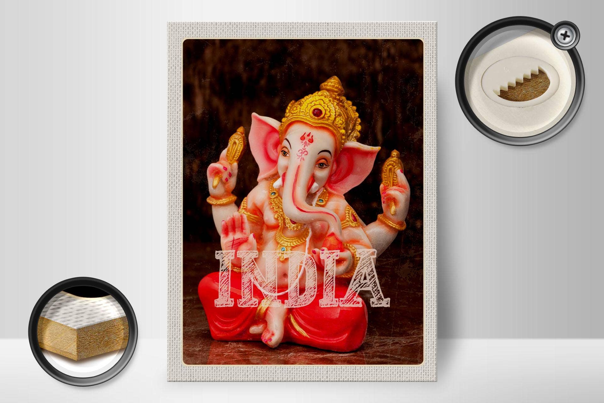 Femer - Wholesale Sculpture - Travel wooden sign 30x40 cm India sculpture Ganesha Hindu decoration1