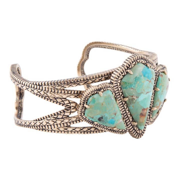 Maltese Blue Turquoise Golden Cuff Bracelet for wholesale by Barse Jewelry