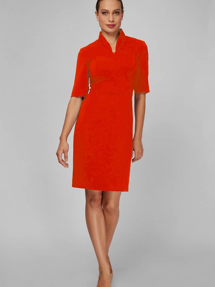 Sleeved Evelyn Dress - Power Red for wholesale by Nora Gardner