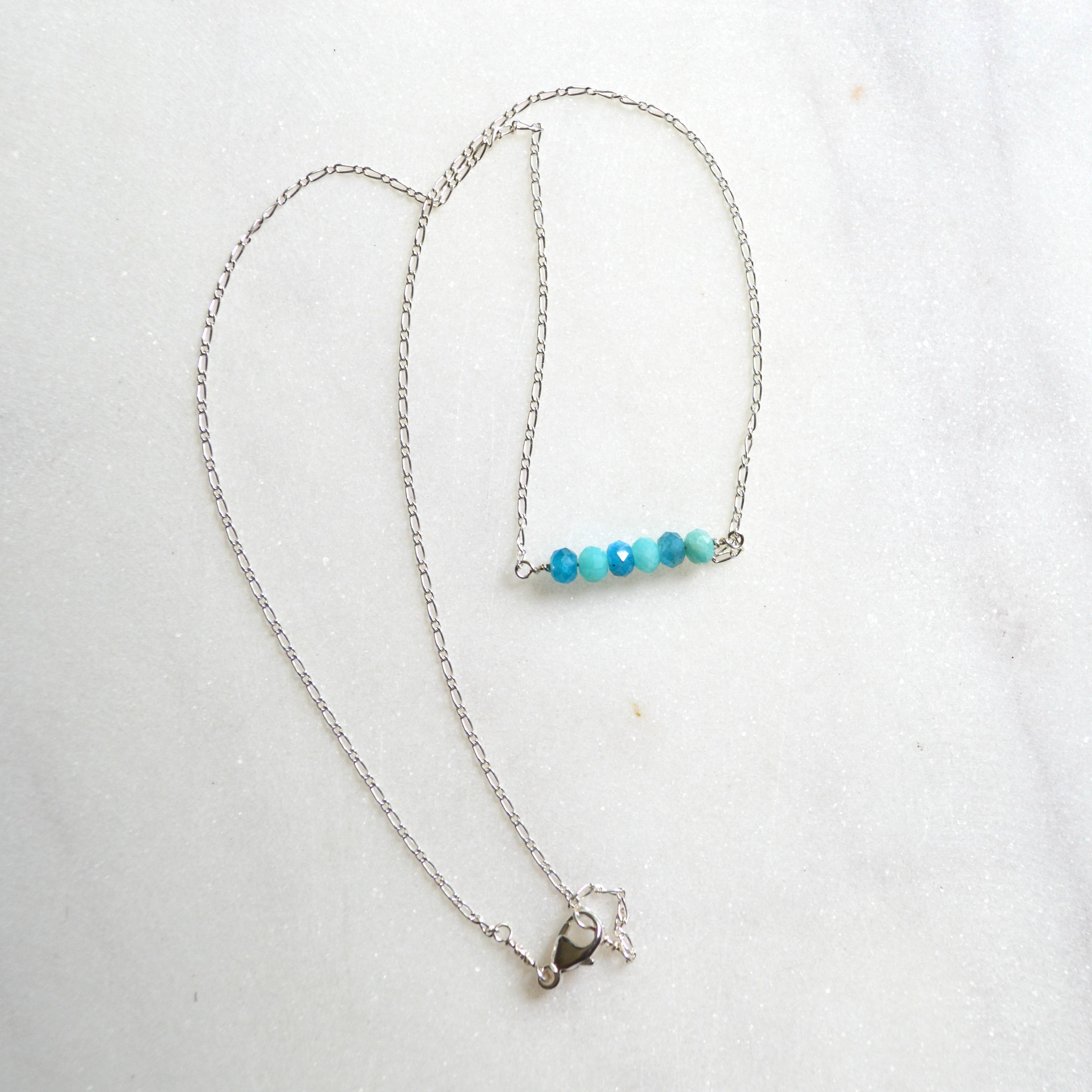 Salty But Sweet – wholesale Beaded/pearl necklace – Amazonite and Apatite Beaded Necklace Sterling5