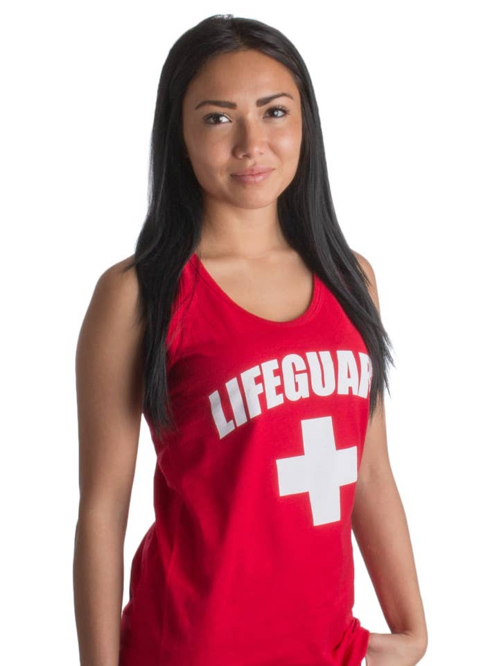 Red LIFEGUARD Unisex Adult Lifeguard Uniform Tank Top for wholesale on Faire
