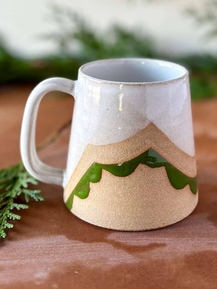 Green Garland Handmade Ceramic Holiday Mug for wholesale by ROB Ceramics