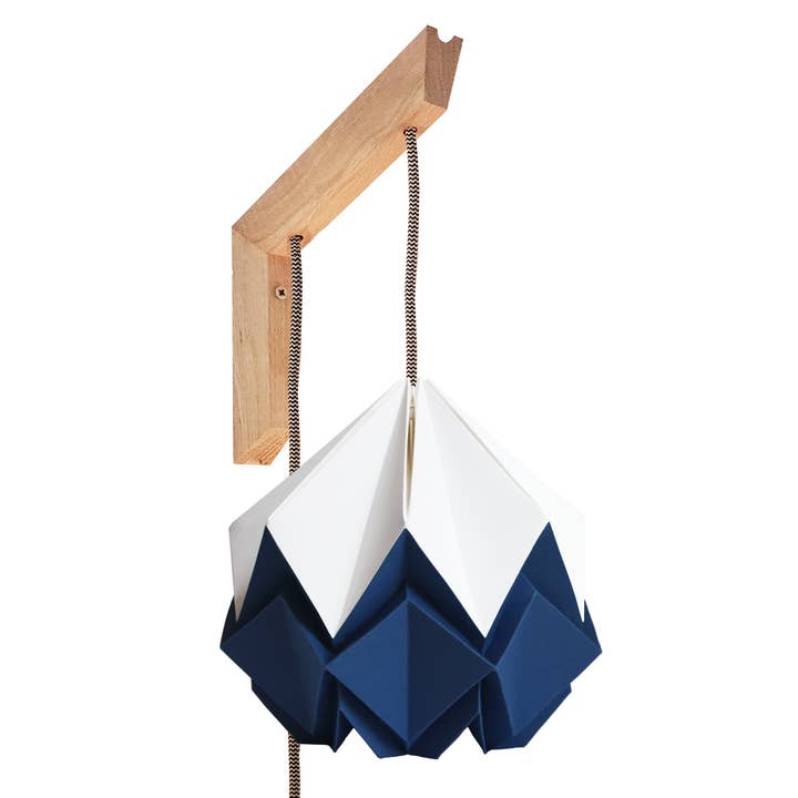 Tedzukuri Atelier - Vente Appliques - Luminaire mural en origami - Support en bois bicolore5