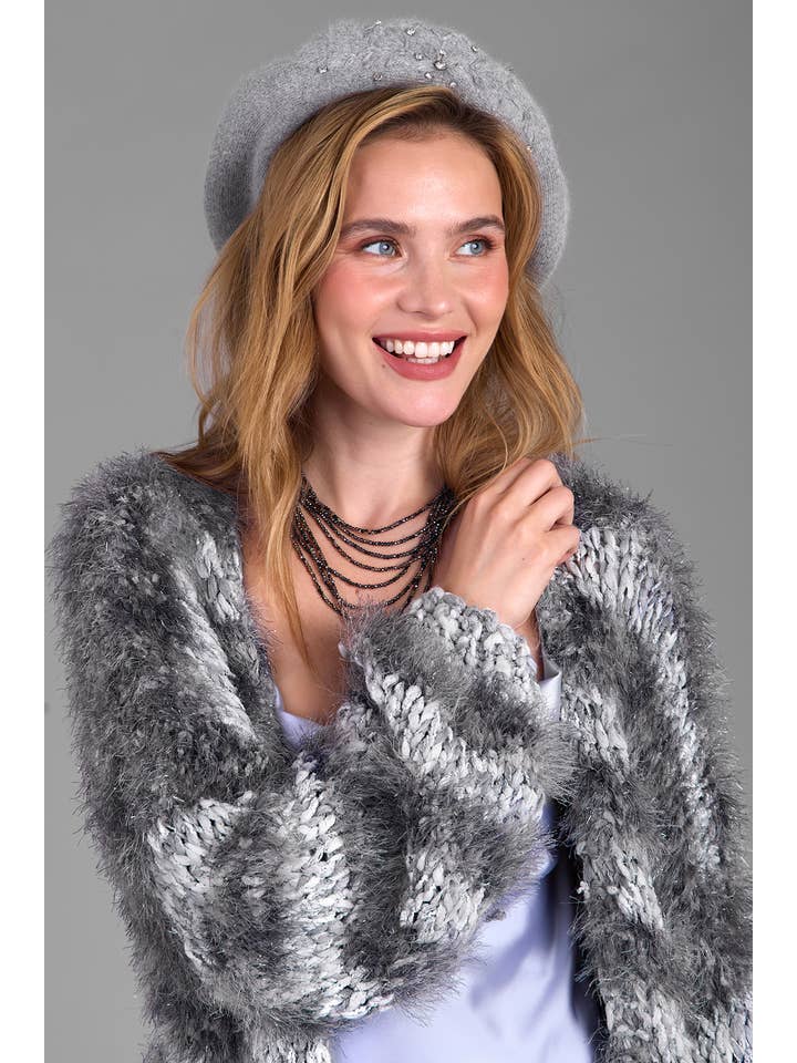 SAACHI - Wholesale Cardigan - Women's - Eyelash Hand Knit Cardigan5