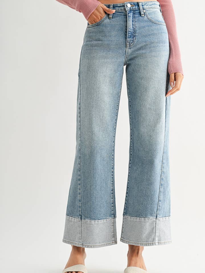 DP884 - LT - Two Toned Hem Seamed Slim Wide for wholesale by JBD