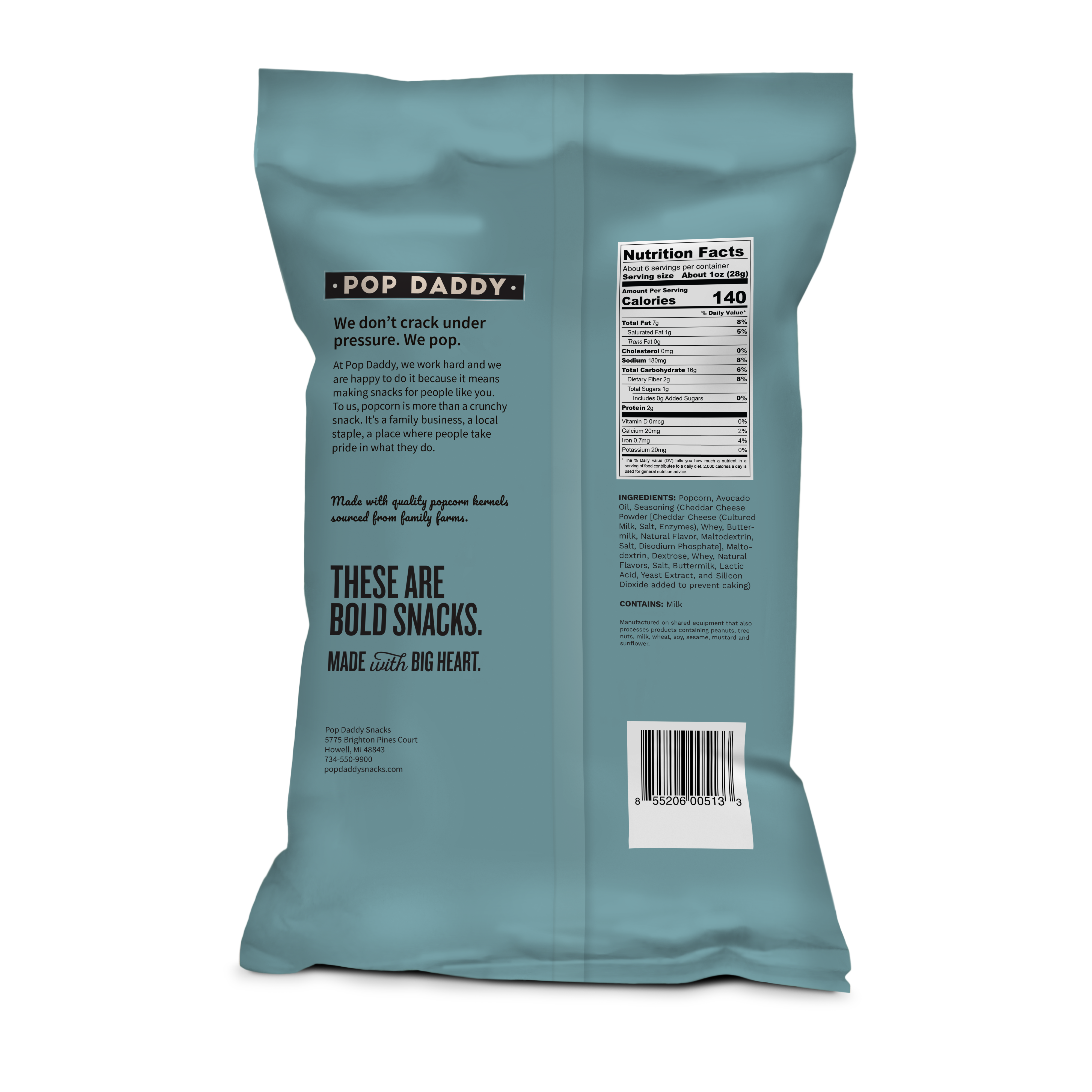 Pop Daddy Snacks - Wholesale Popcorn - Pop Daddy – Real White Cheddar Flavored Popcorn 6.0oz1