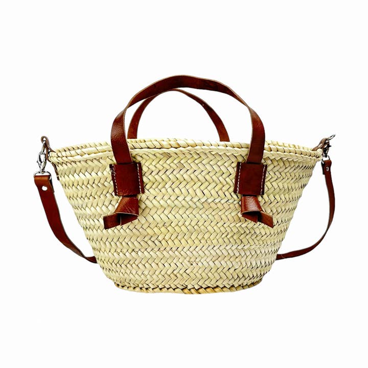 Chic French Market Basket with Leather Basket Accent for wholesale by ProHandmadeDesign