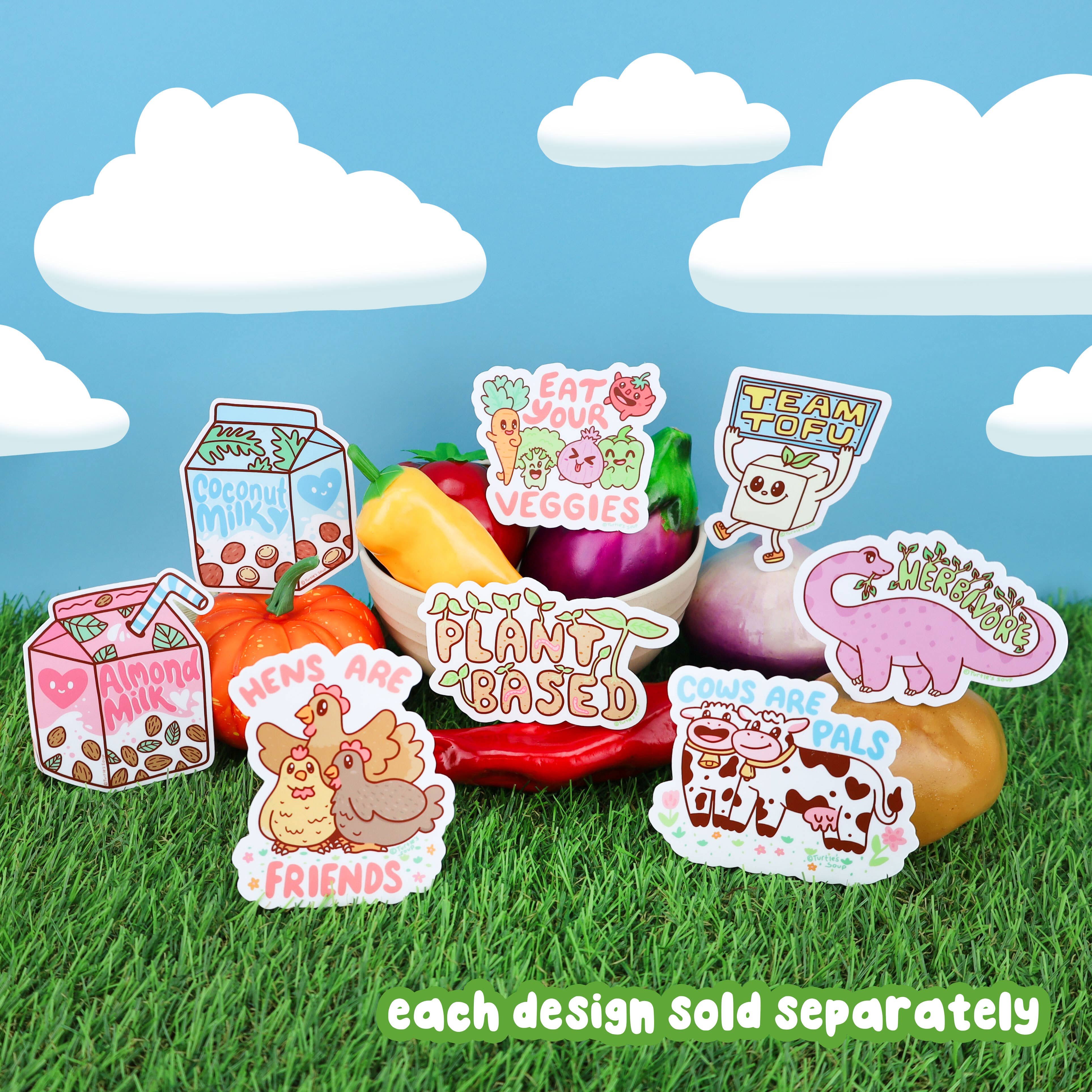Turtle's Soup - Wholesale Sticker - Eat Your Veggies Vegan Vegetable Healthy Food Vinyl Sticker1