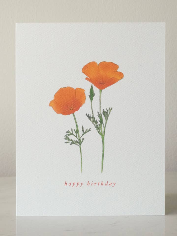 California Orange Poppy Flower / Poppies Folded Card for wholesale by Adoration