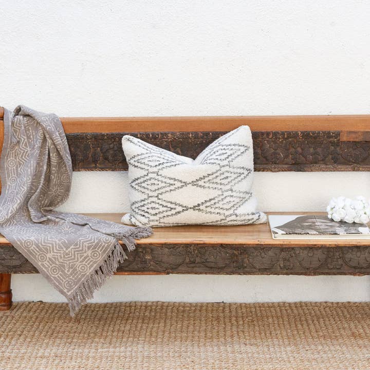 72" Long Artisanal Carved Wood Bench for wholesale by De-cor